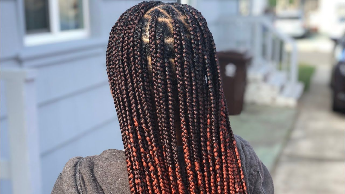 dark brown box braids